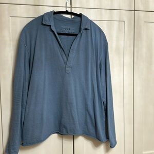 Frank & Eileen Patrick Popover Henley T-Shirt Heritage Jersey Blue Size Large